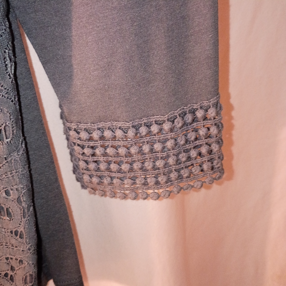 Ford Charcoal Lace V-Neck Blouse - Picture 3 of 4